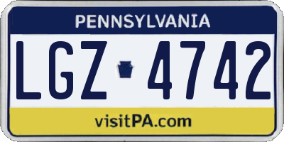 PA license plate LGZ4742