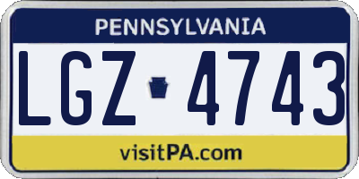 PA license plate LGZ4743