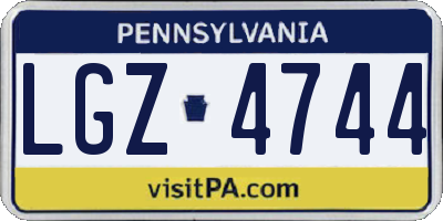 PA license plate LGZ4744