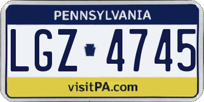 PA license plate LGZ4745