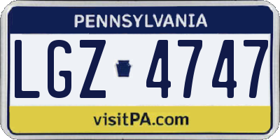 PA license plate LGZ4747