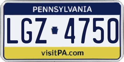 PA license plate LGZ4750