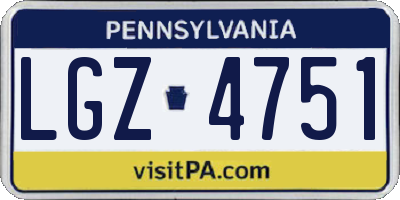 PA license plate LGZ4751