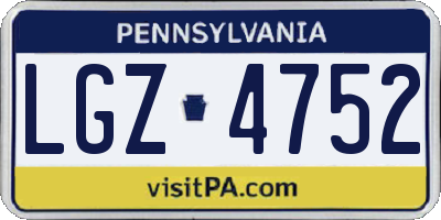 PA license plate LGZ4752