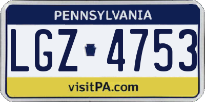 PA license plate LGZ4753