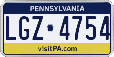 PA license plate LGZ4754