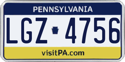 PA license plate LGZ4756