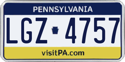 PA license plate LGZ4757