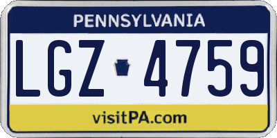 PA license plate LGZ4759