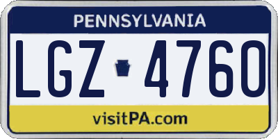 PA license plate LGZ4760