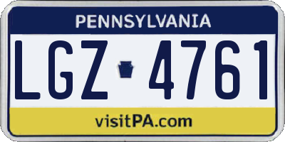 PA license plate LGZ4761