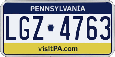 PA license plate LGZ4763