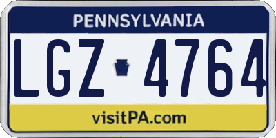 PA license plate LGZ4764