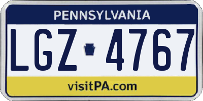 PA license plate LGZ4767