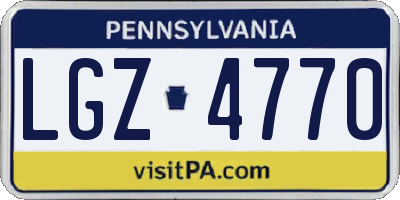 PA license plate LGZ4770
