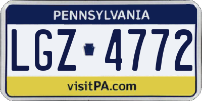 PA license plate LGZ4772