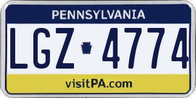 PA license plate LGZ4774