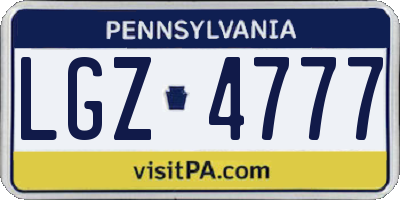 PA license plate LGZ4777