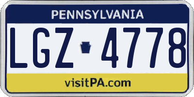 PA license plate LGZ4778