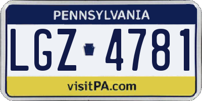 PA license plate LGZ4781