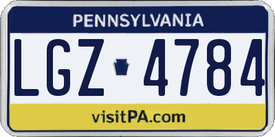 PA license plate LGZ4784