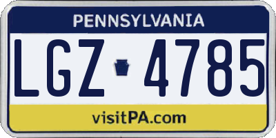 PA license plate LGZ4785