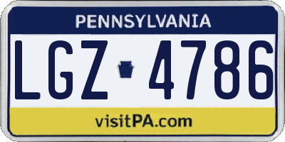 PA license plate LGZ4786