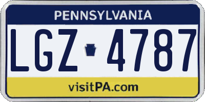 PA license plate LGZ4787
