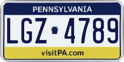 PA license plate LGZ4789