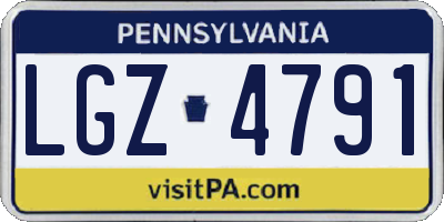 PA license plate LGZ4791