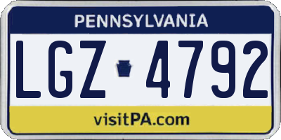 PA license plate LGZ4792