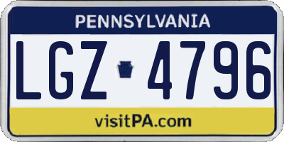 PA license plate LGZ4796