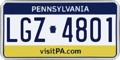 PA license plate LGZ4801