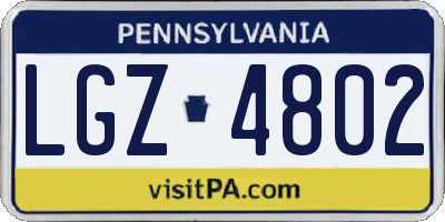 PA license plate LGZ4802