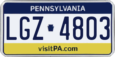 PA license plate LGZ4803
