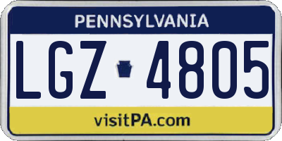 PA license plate LGZ4805
