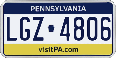 PA license plate LGZ4806