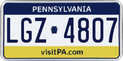 PA license plate LGZ4807