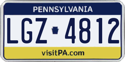 PA license plate LGZ4812