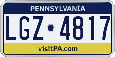 PA license plate LGZ4817