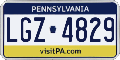 PA license plate LGZ4829