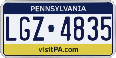 PA license plate LGZ4835