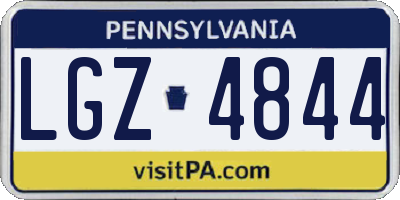 PA license plate LGZ4844