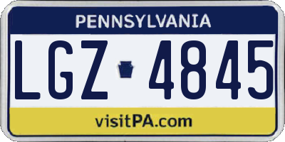PA license plate LGZ4845