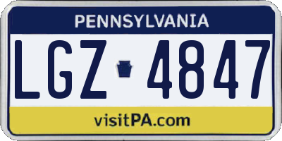 PA license plate LGZ4847
