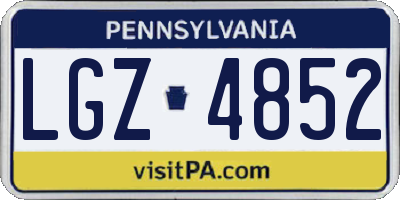 PA license plate LGZ4852