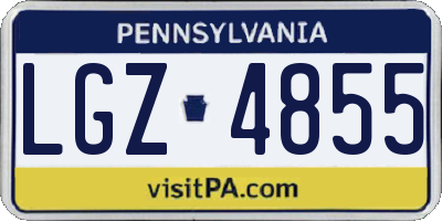 PA license plate LGZ4855
