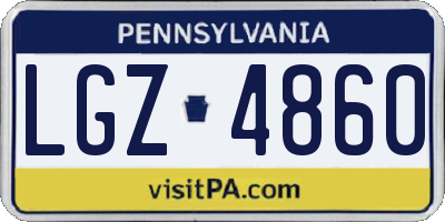 PA license plate LGZ4860