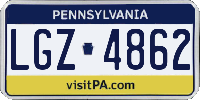 PA license plate LGZ4862