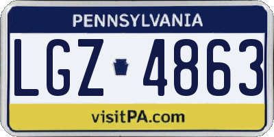 PA license plate LGZ4863